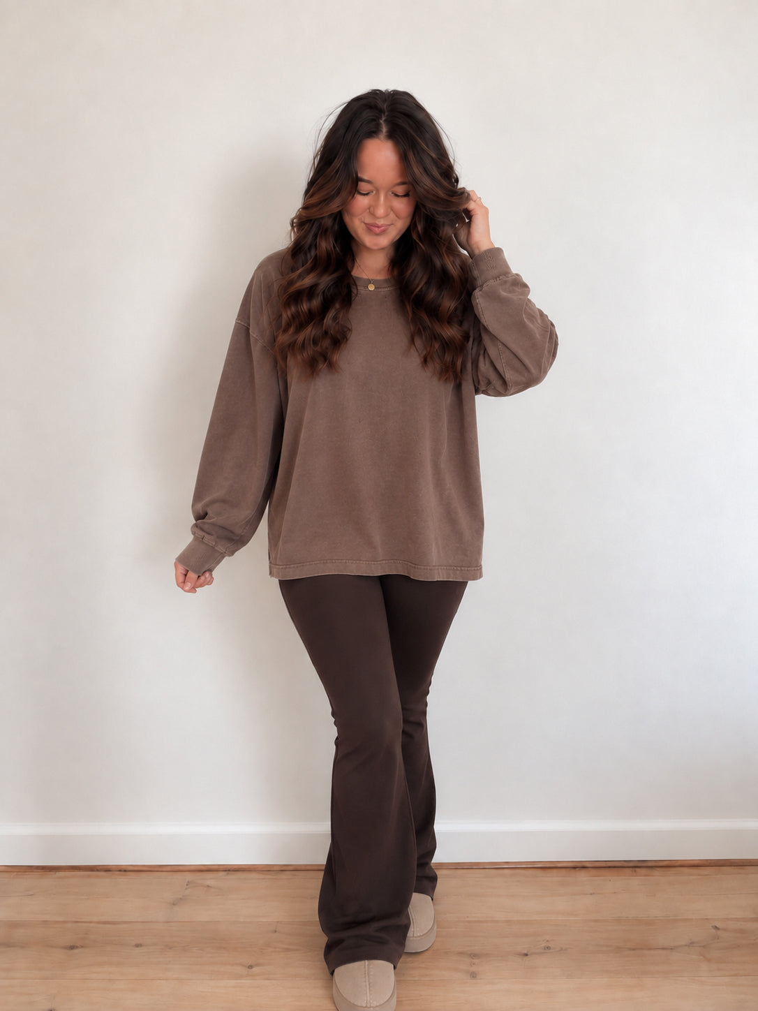 I'm Staying Home Long Sleeve Mocha
