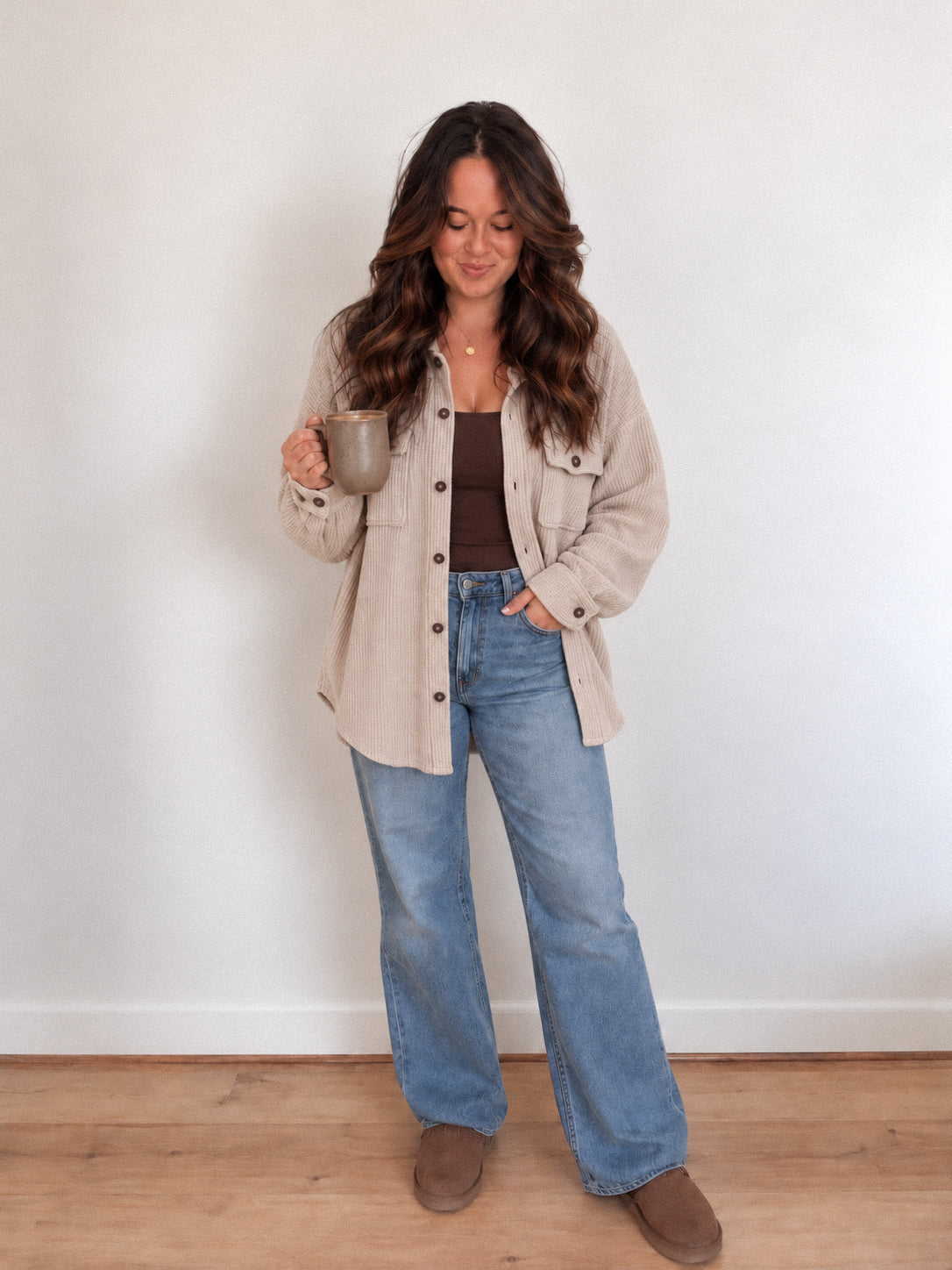 Nicole Button Down - Taupe
